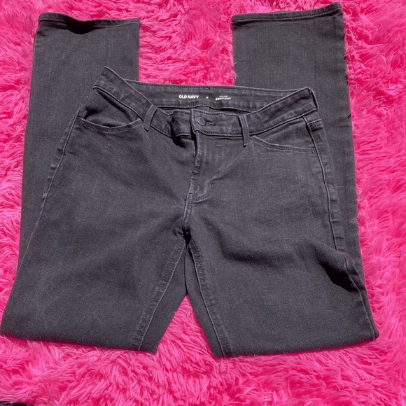 Two pair lot of Old Navy black jeans, one boot cut and one straight, size 4 - Picture 2 of 7